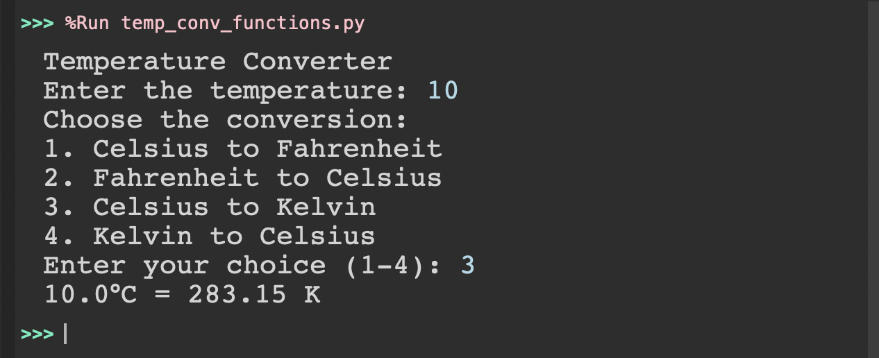 Temperature Converter Using Python Functions