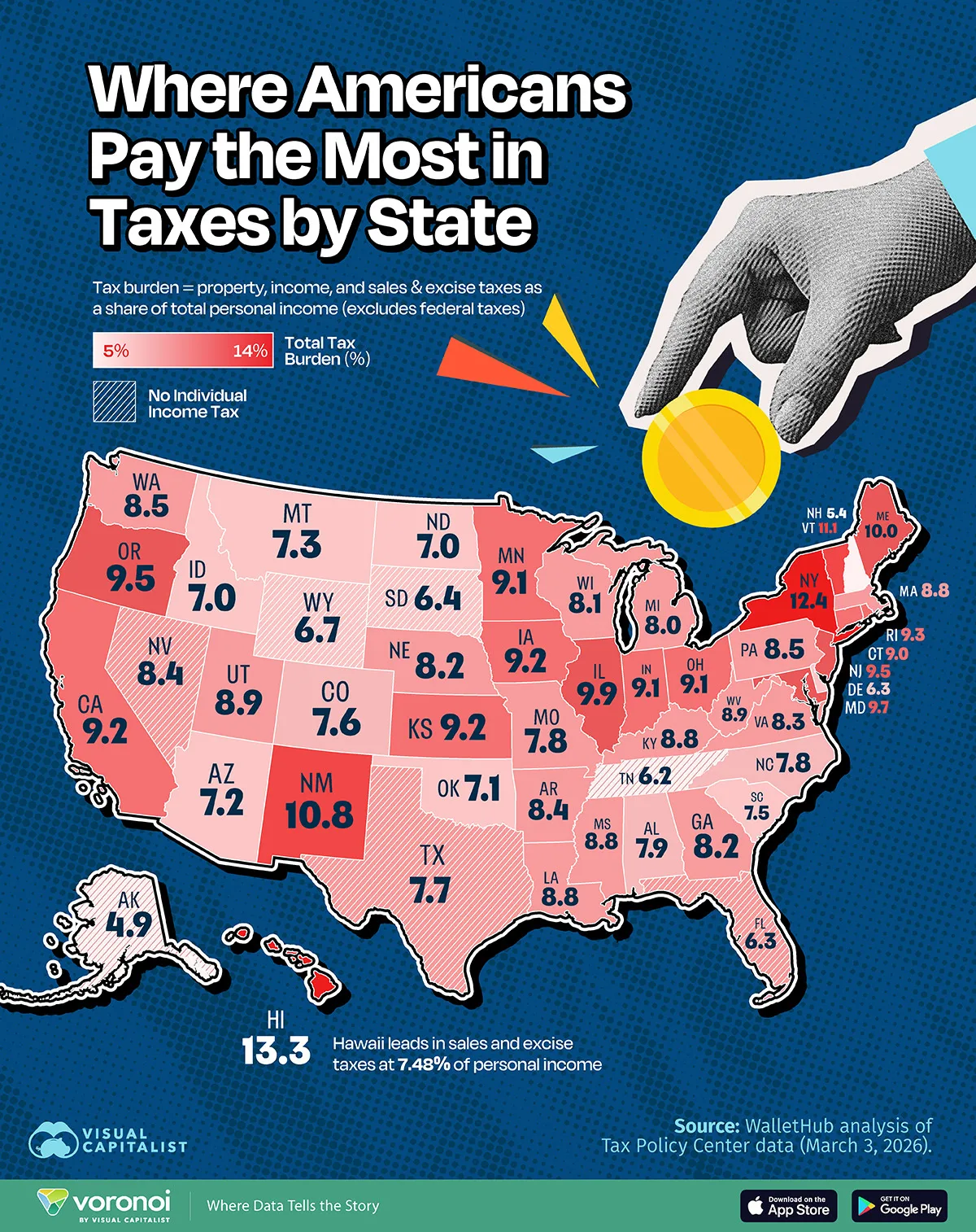Mapped: Tax Burden by State in America