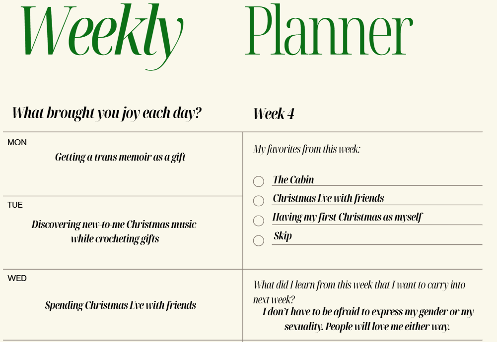 Holiday Joy: Week 4 and Wrap Up