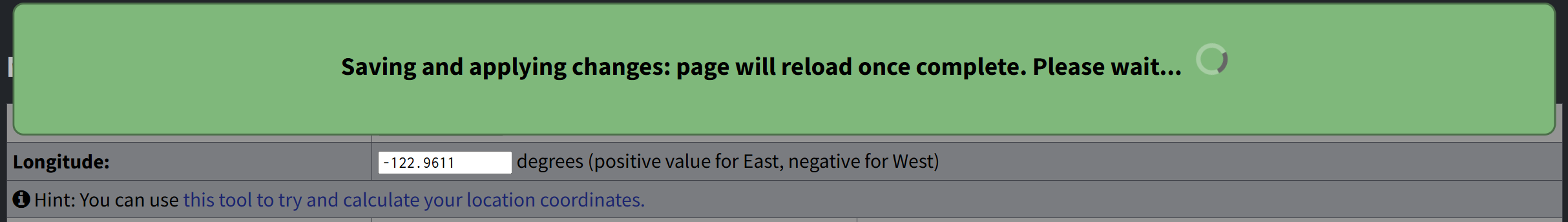 Be patient when applying changes — wait for it to finish