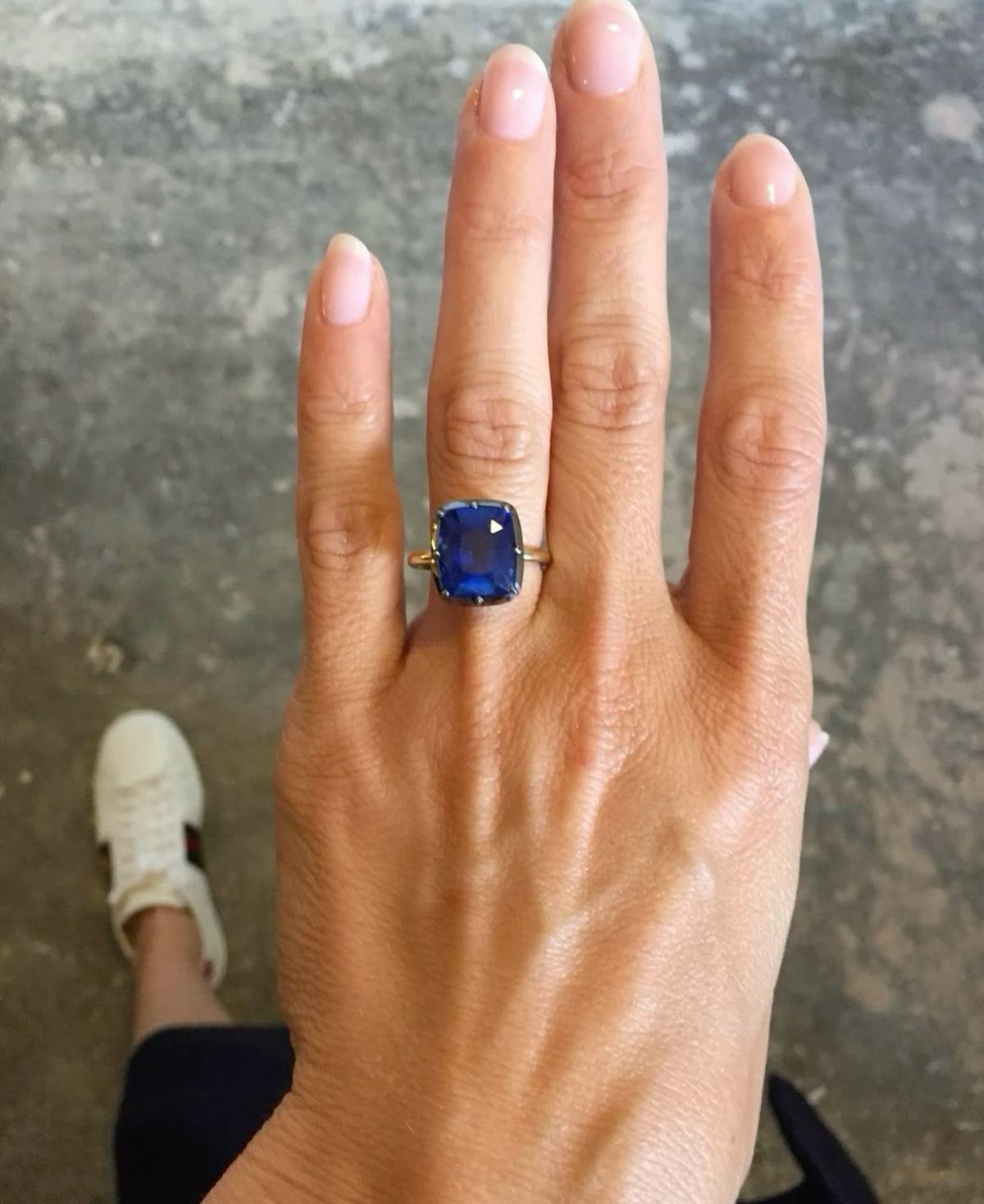 Coloured gemstone engagement ring