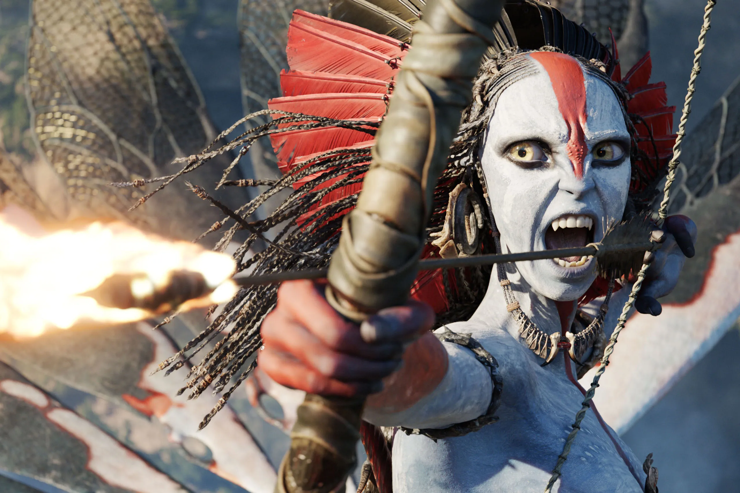 Performance captured Oona Chaplin in James Cameron's Avatar: Fire and Ash.