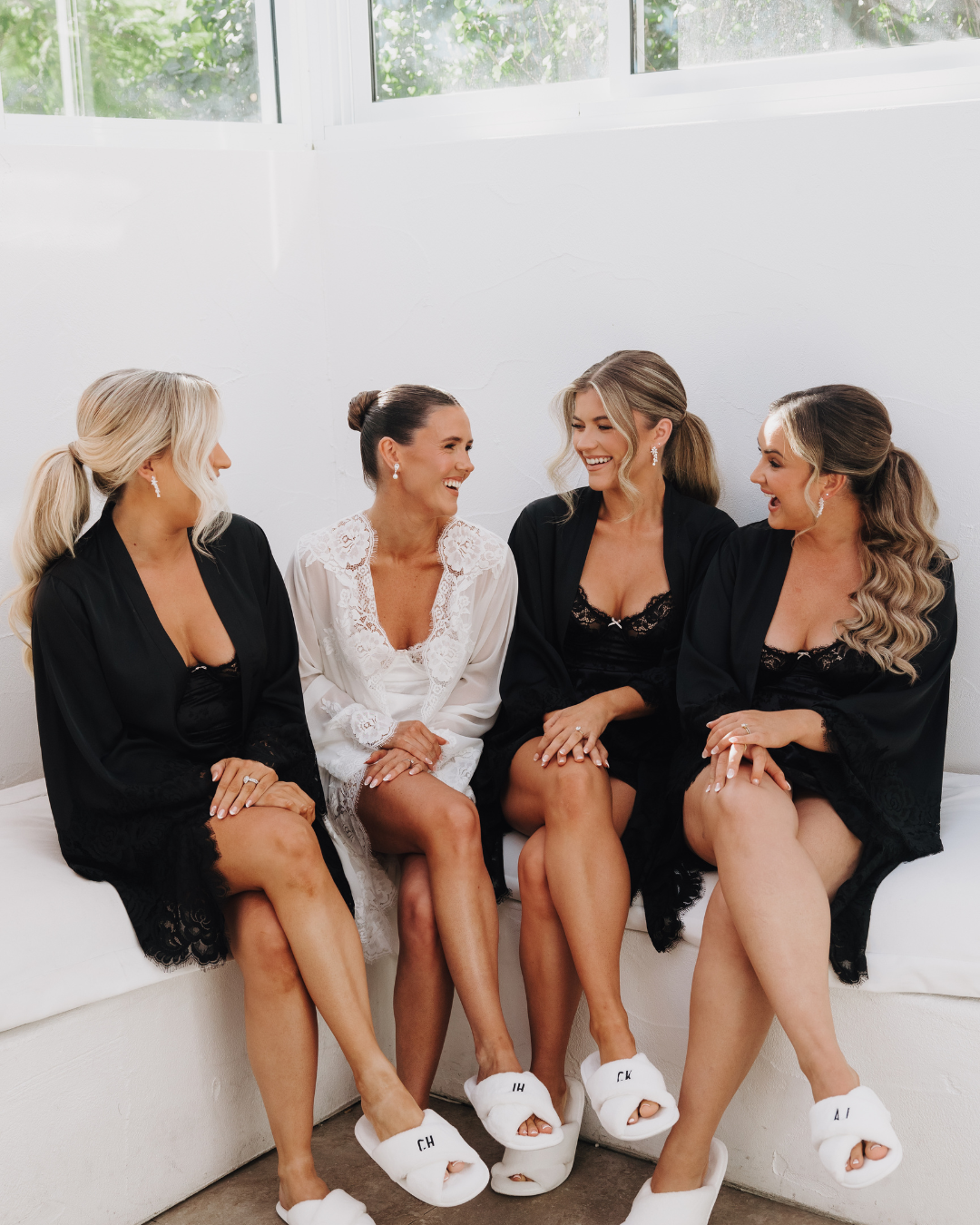 Black lace bridesmaid robes