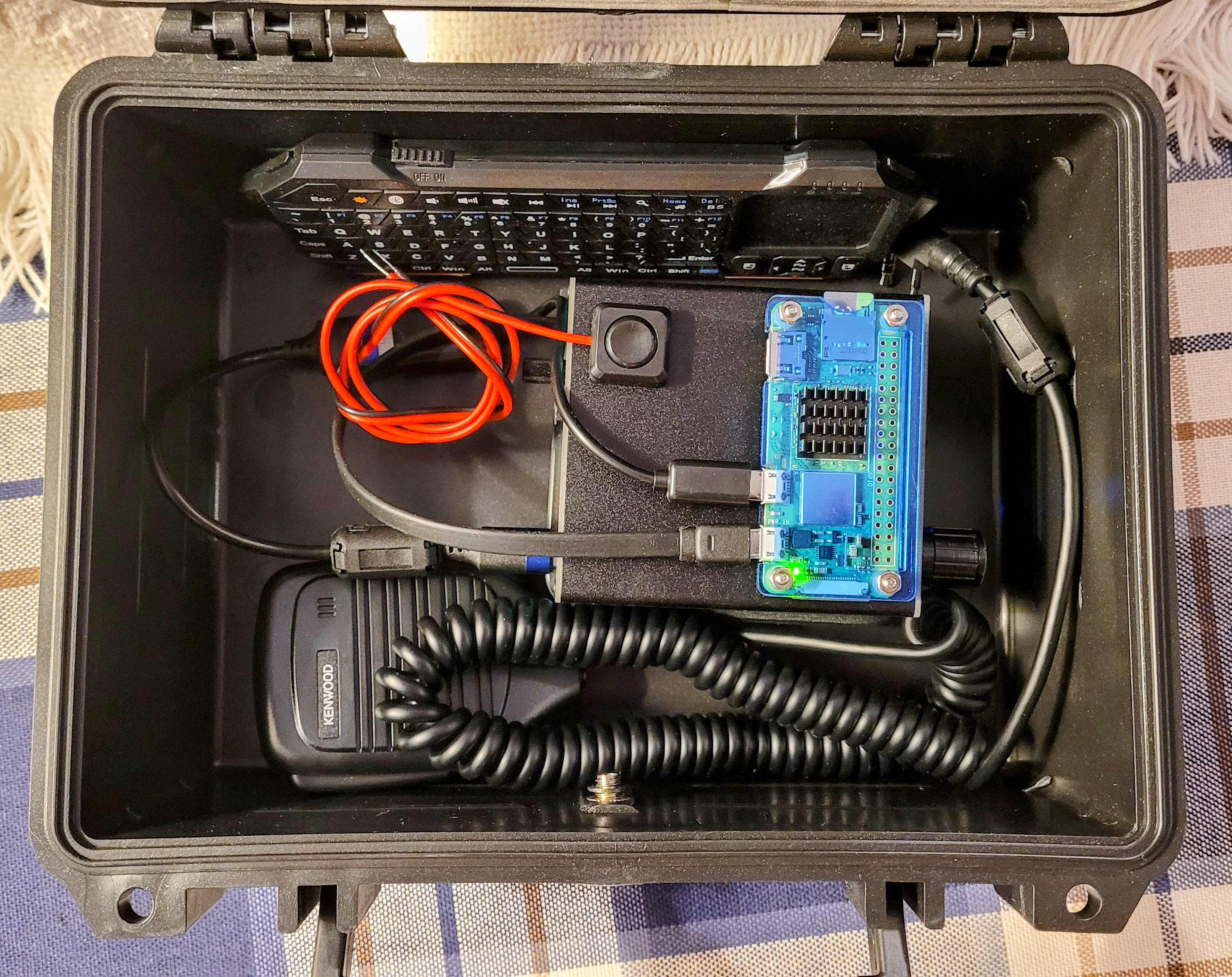 Apache 1800 case with node, speaker-mic, and mini keyboard