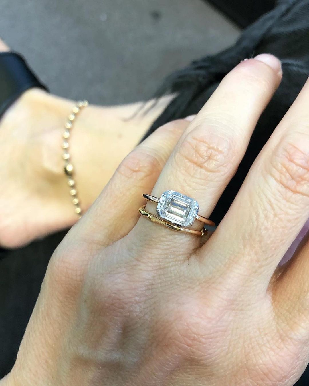 East-west setting engagement ring