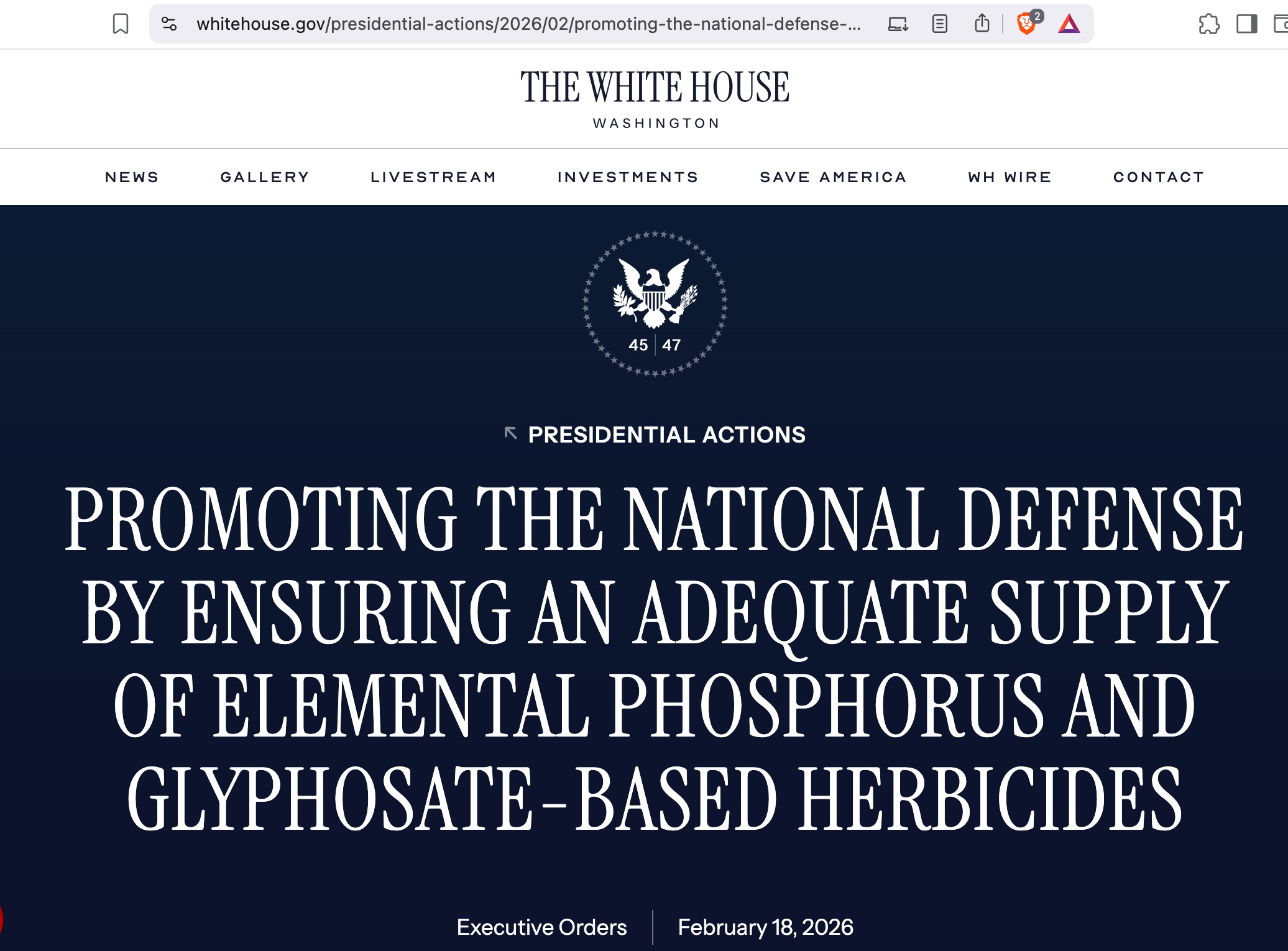 President Trump Makes a Mockery of MAHA, issues Executive Order to give domestic production of Glyphosate special rights 