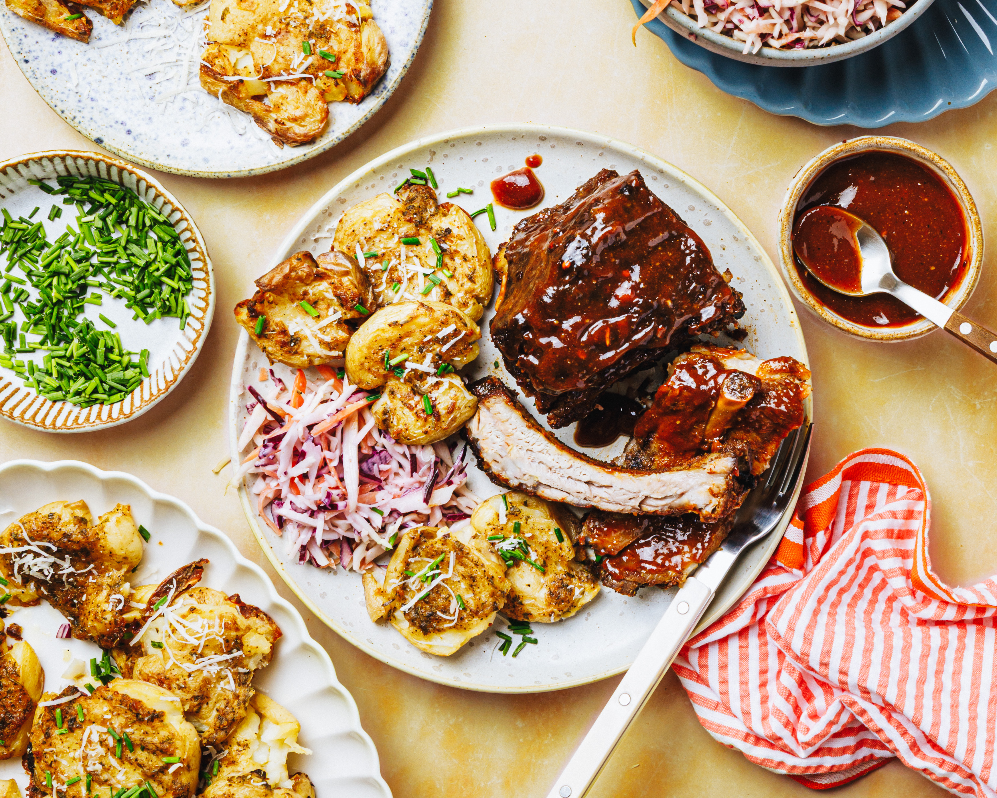 eastern nc ribs with ranch butter smashed potatoes