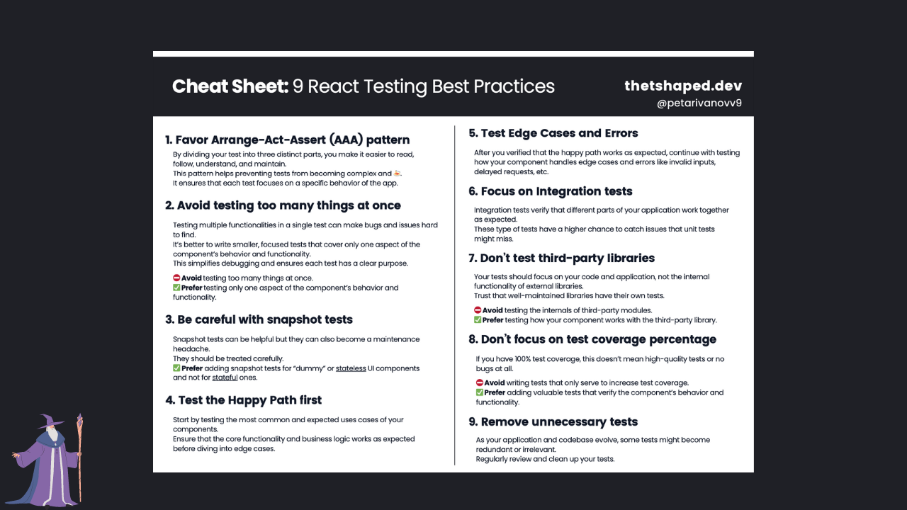 9 React Testing Best Practices for Better Design and Quality of Your Tests