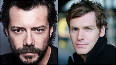 Headshots of actors Álvaro Morte and Shaun Evans