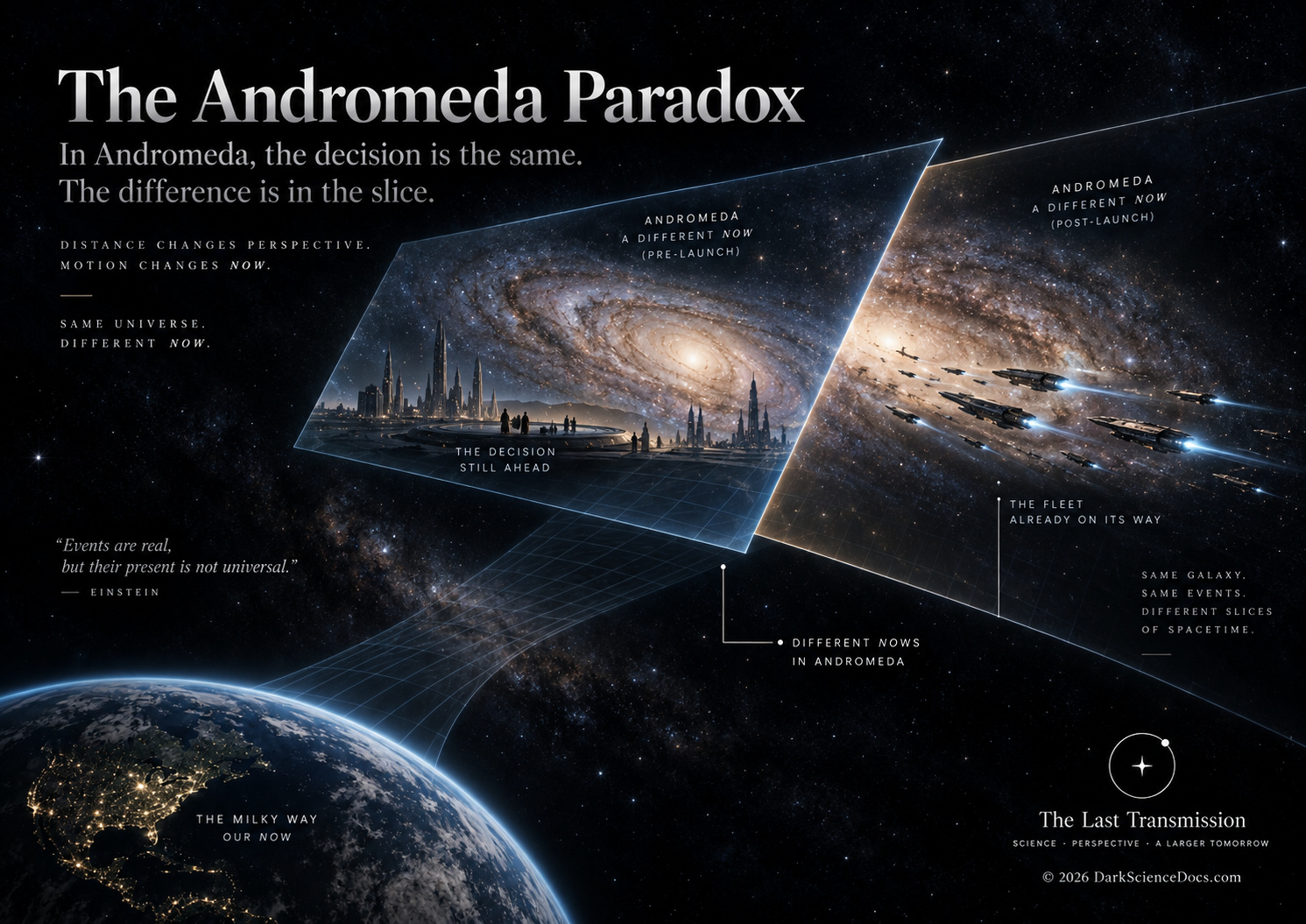 The difference between the observers is almost invisible near Earth, yet distance acts as an enormous amplifier.