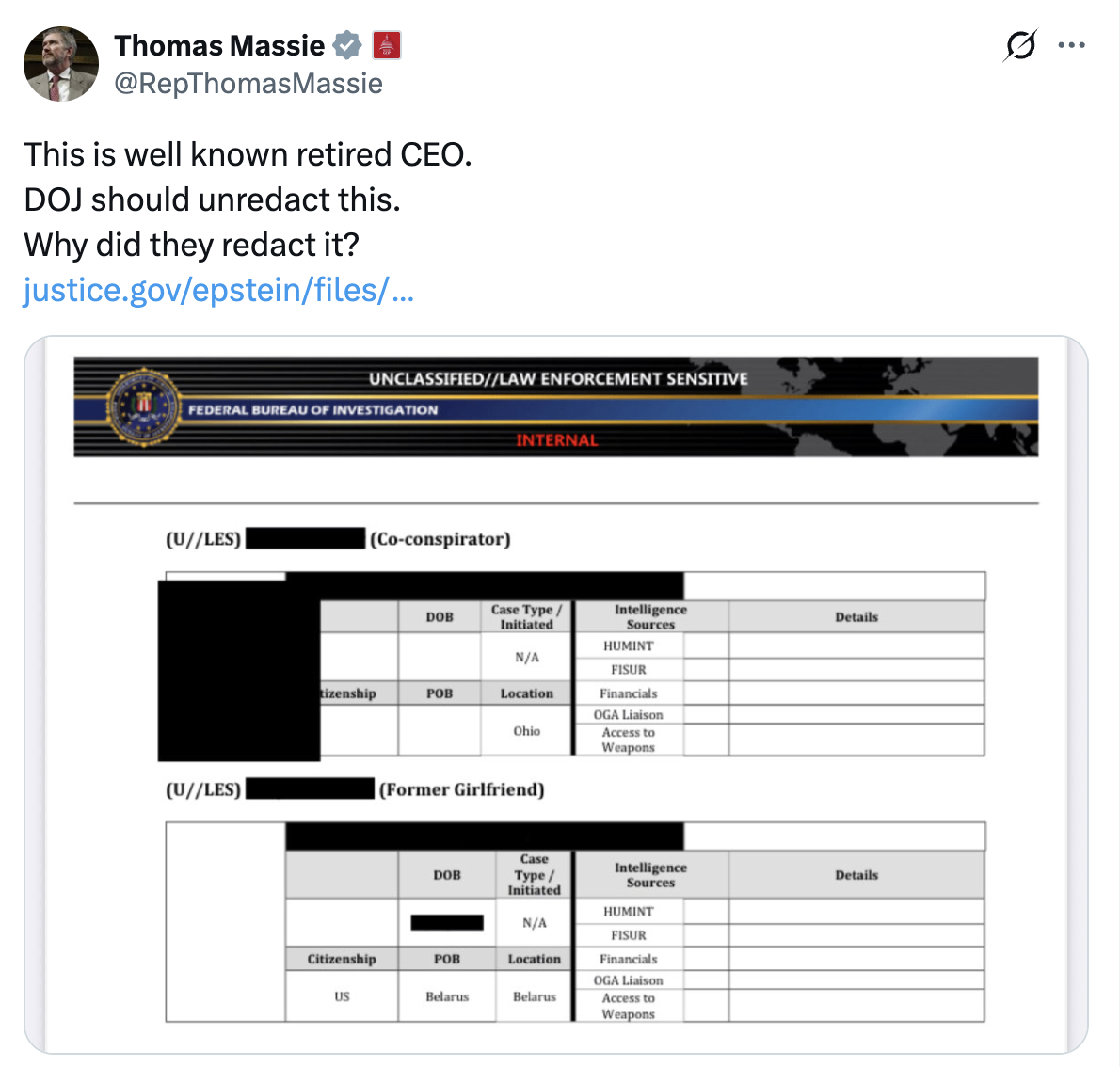 Redacted Update Major Update: Congress Reviews Unredacted Epstein Files and Confirms ...