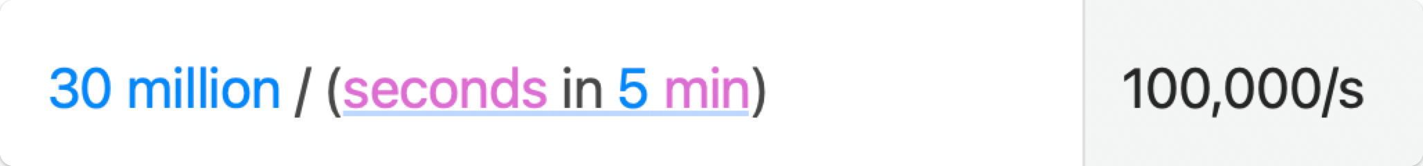 Mathematical expression calculating 100,000 requests per second