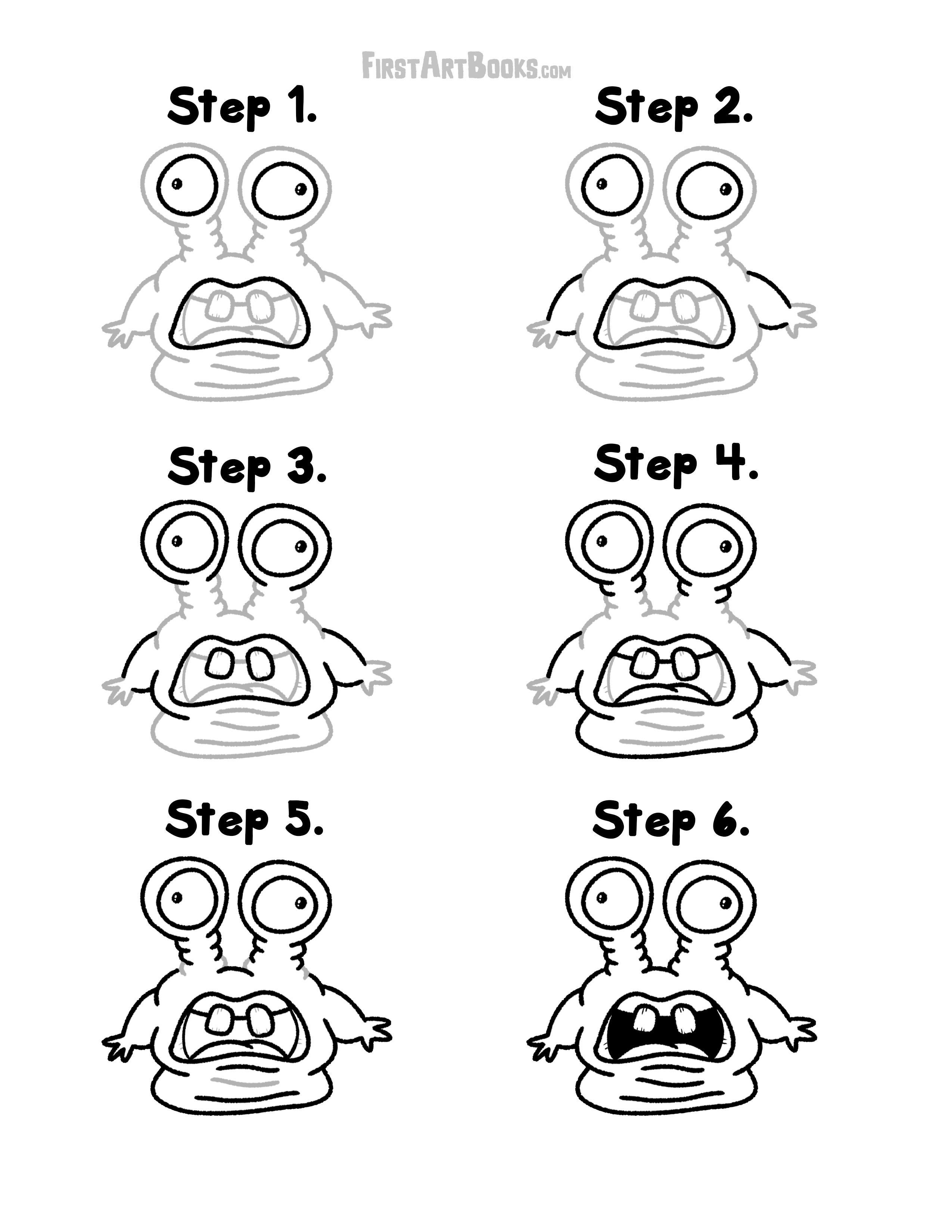 Goober Activity How To Draw A Frightened Crusty Goober In 6 Easy Steps | Fun Activity ...
