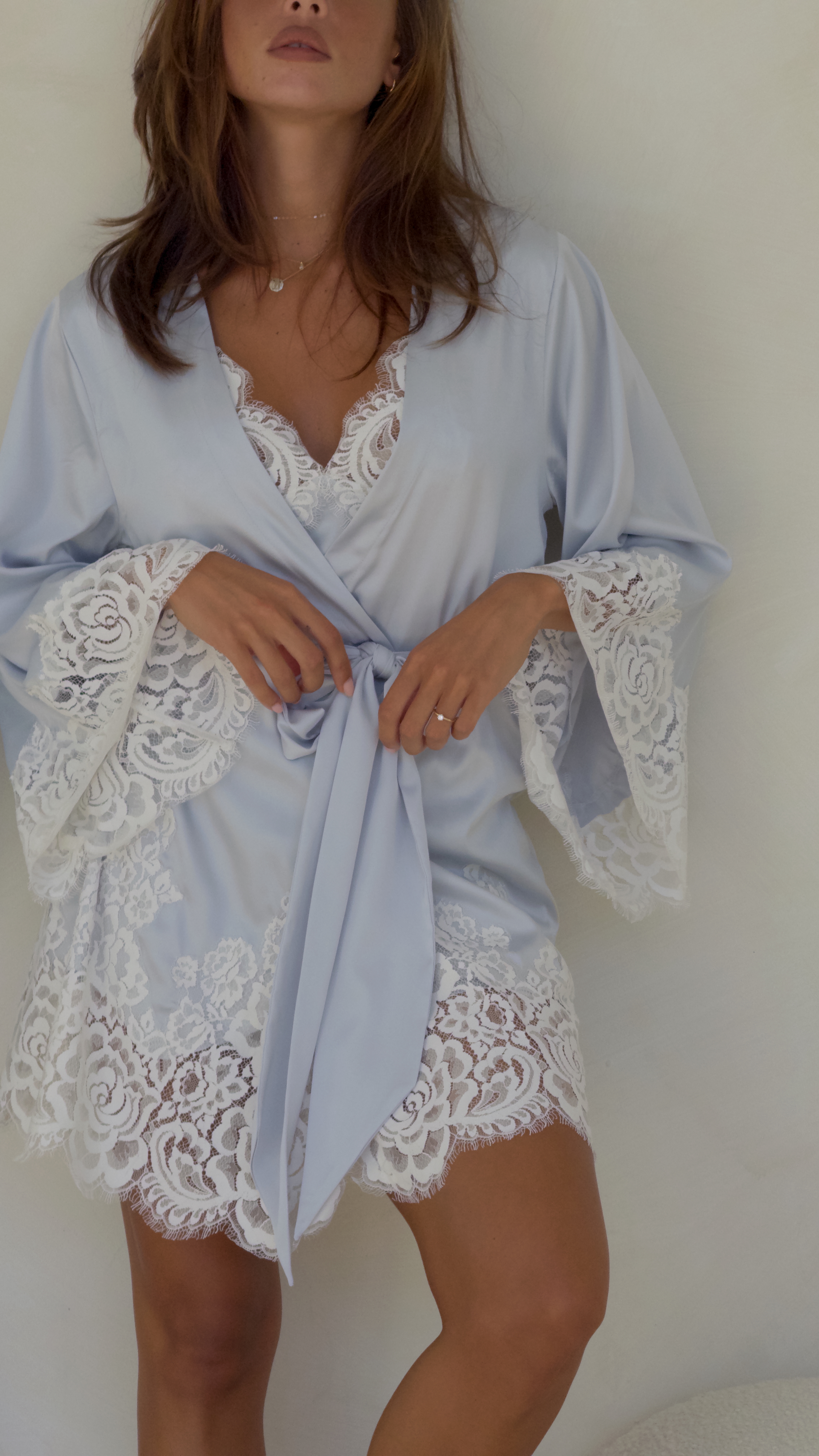 Bridesmaids in Eggshell Blue robes