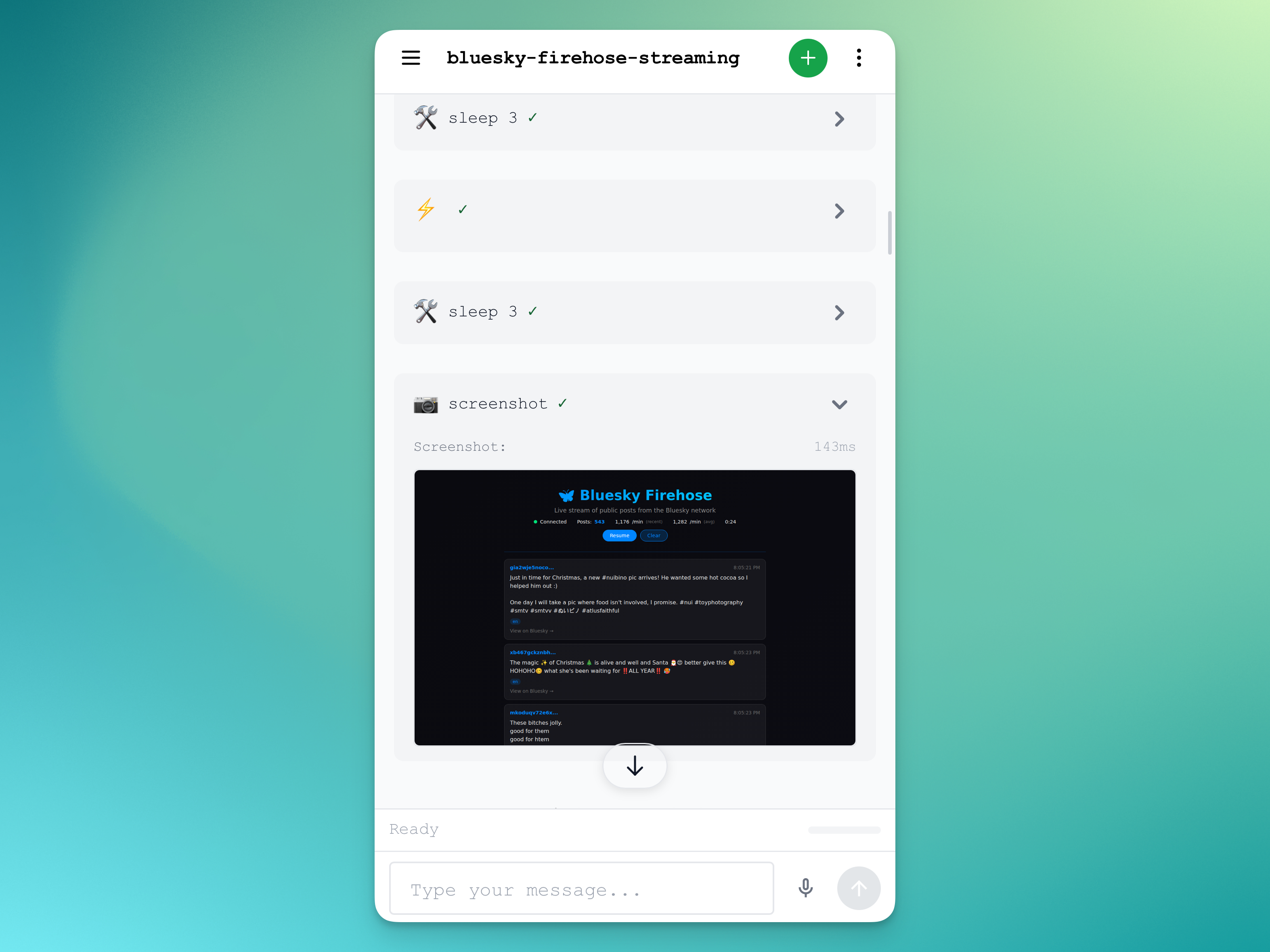 Shelley on mobile, showing off the fruits of its labors