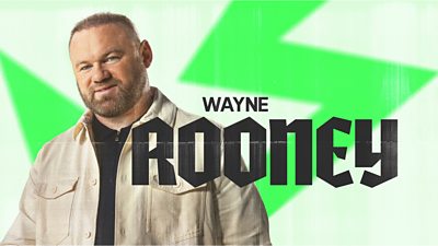 Wayne Rooney in front of a white and green backdrop. Bold, black text on the front of the image reads: "Wayne Rooney."
