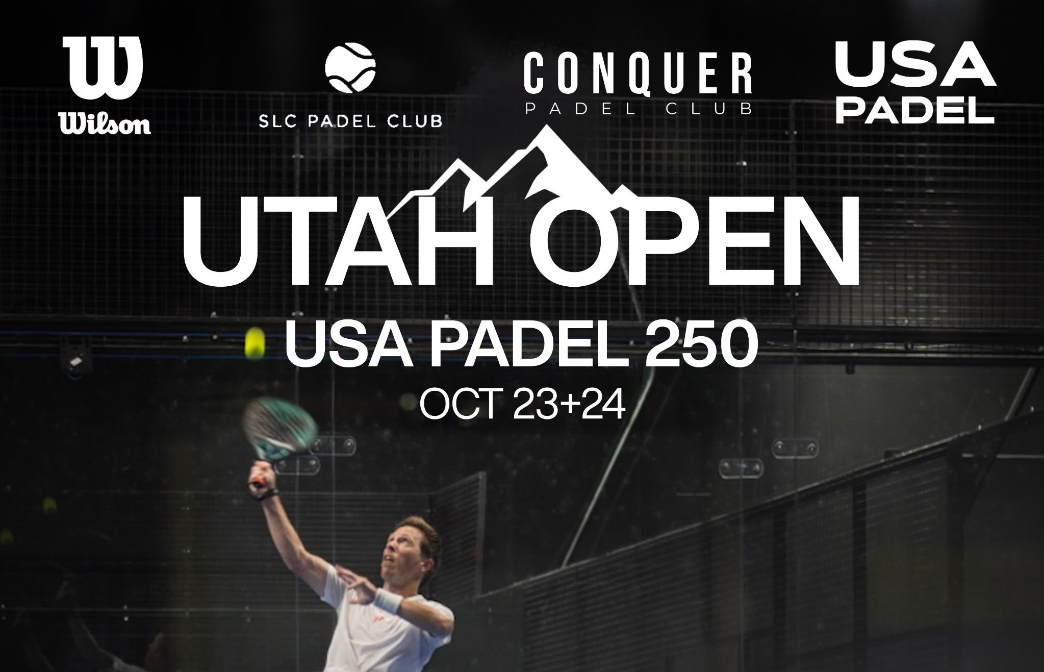 Flyer for Utah Open 250-level USA padel tournament