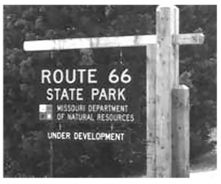 image of Route 66 State Park sign Times Beach story image of Route 66 State Park sign Times Beach story