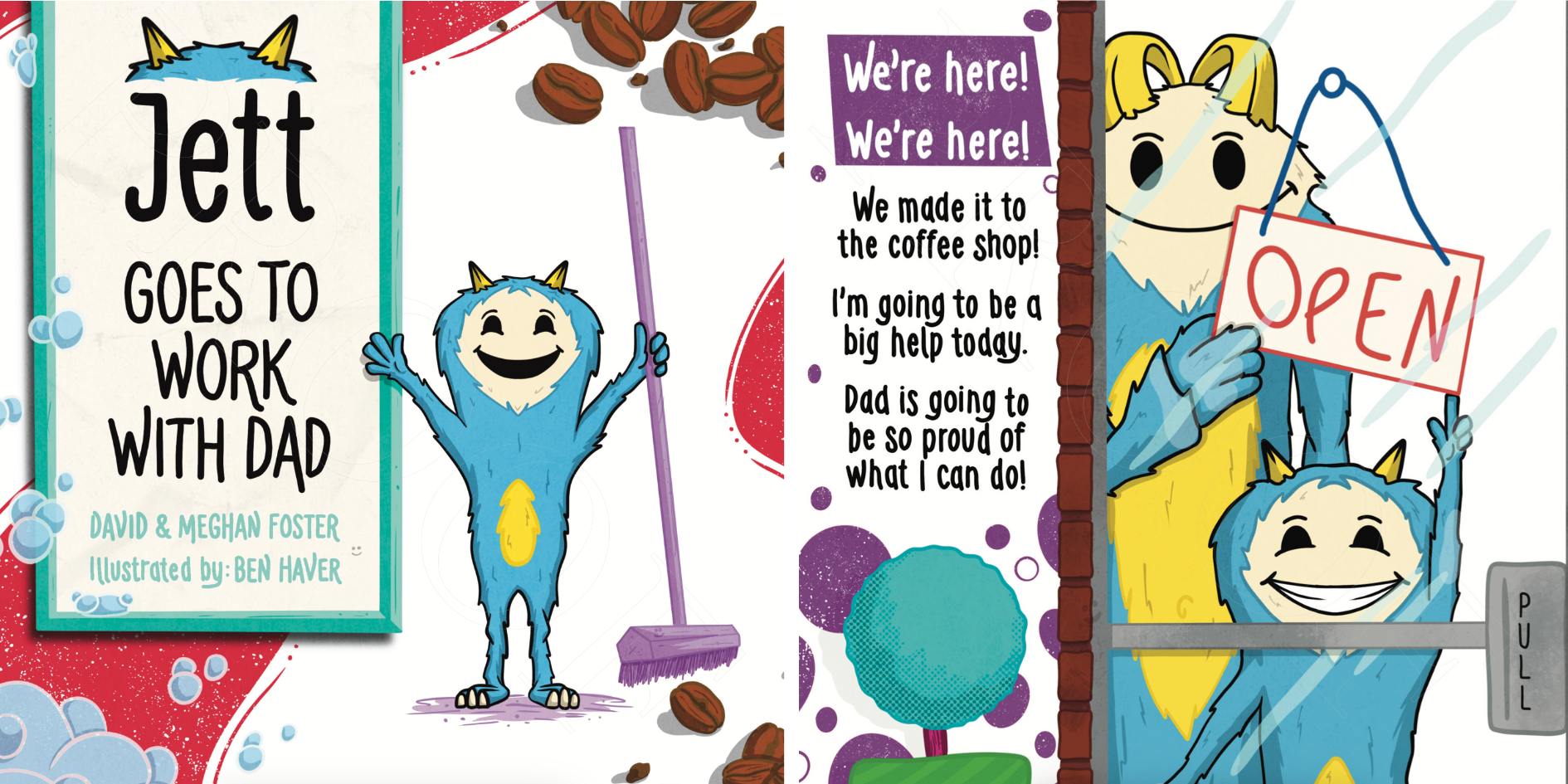 The cover and an inside page of Jett Goes To Work With Dad.