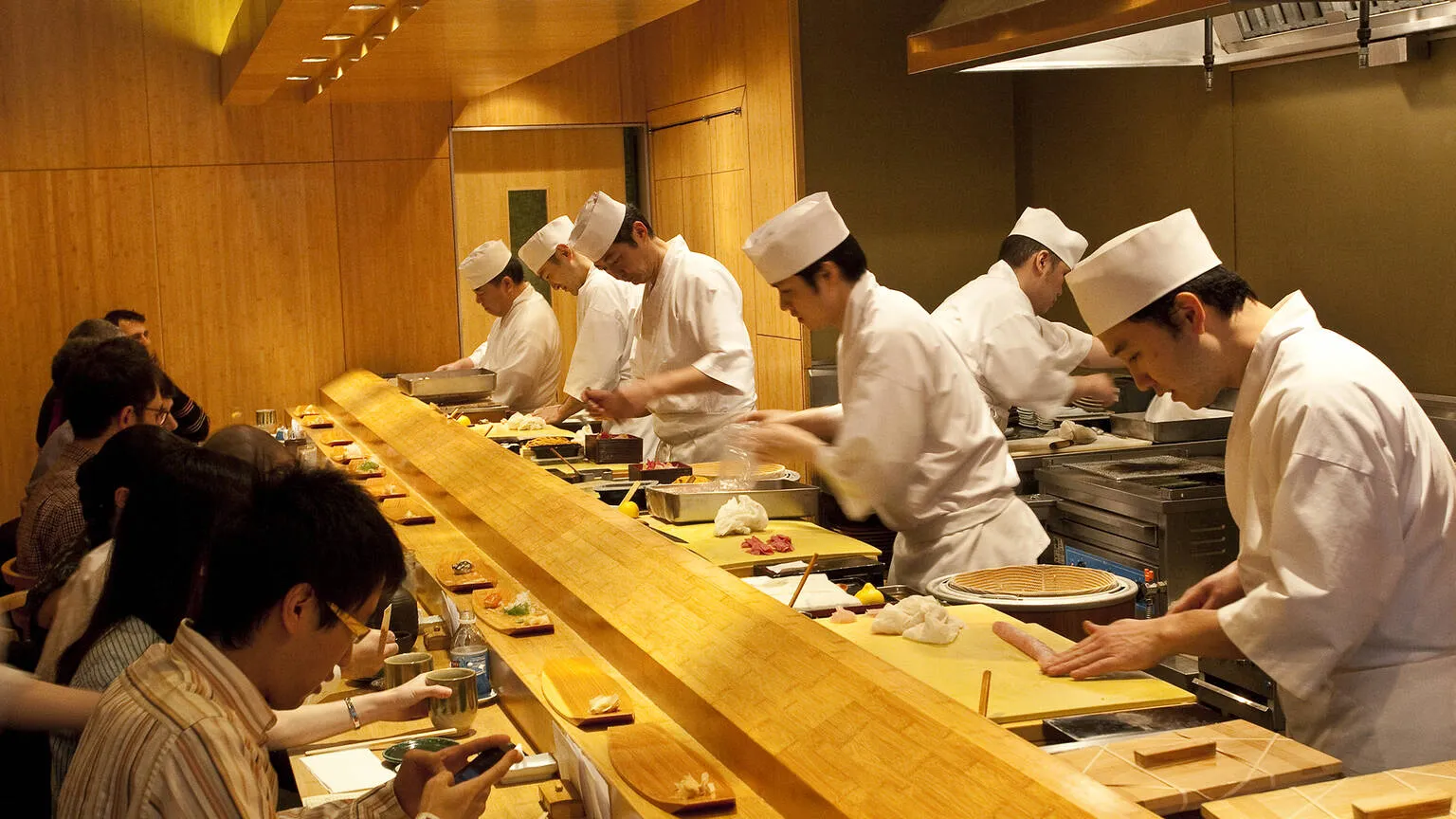 The counter at Sushi Yasuda. Photo by Caroline Voagen Nelson.