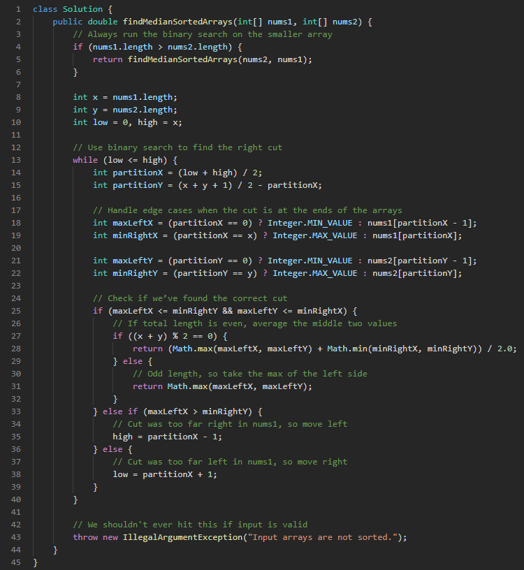 LeetCode #4: Median of Two Sorted Arrays — Solved in Java