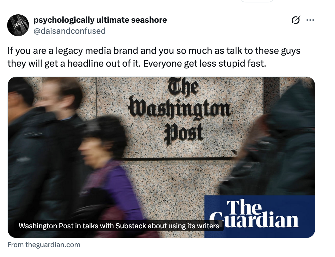 Why Is the Washington Post Talking to Substack?