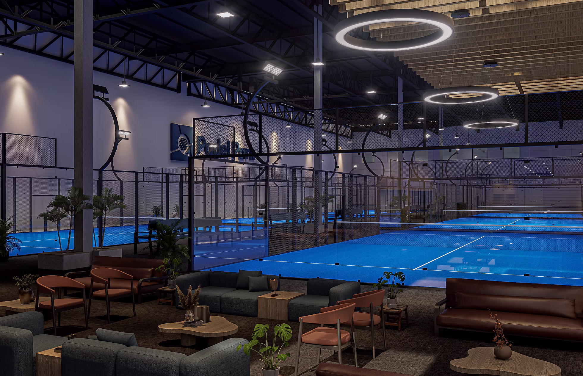 Interior rendering of Padel Park in West Jordan, UT