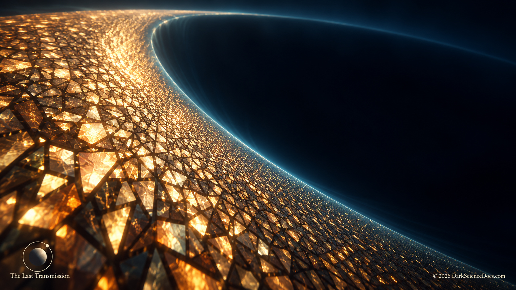 Concept artwork. Luminous facets make an entropy relation visible without depicting microscopic states.