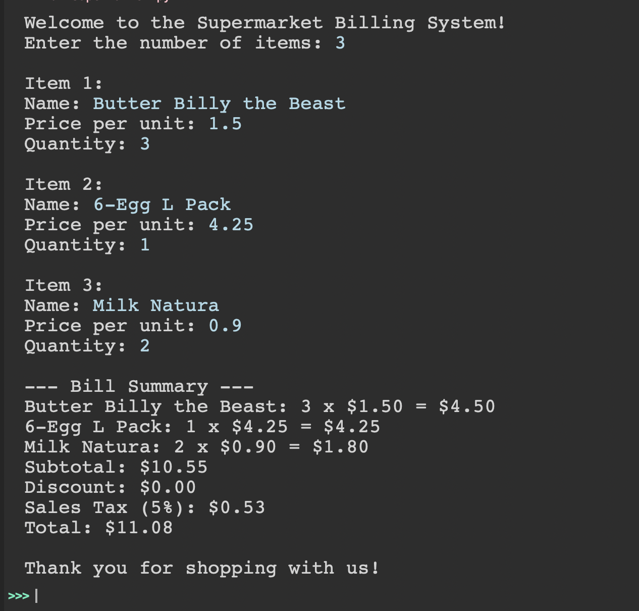 Supermarket billing system with python by ardit sulce