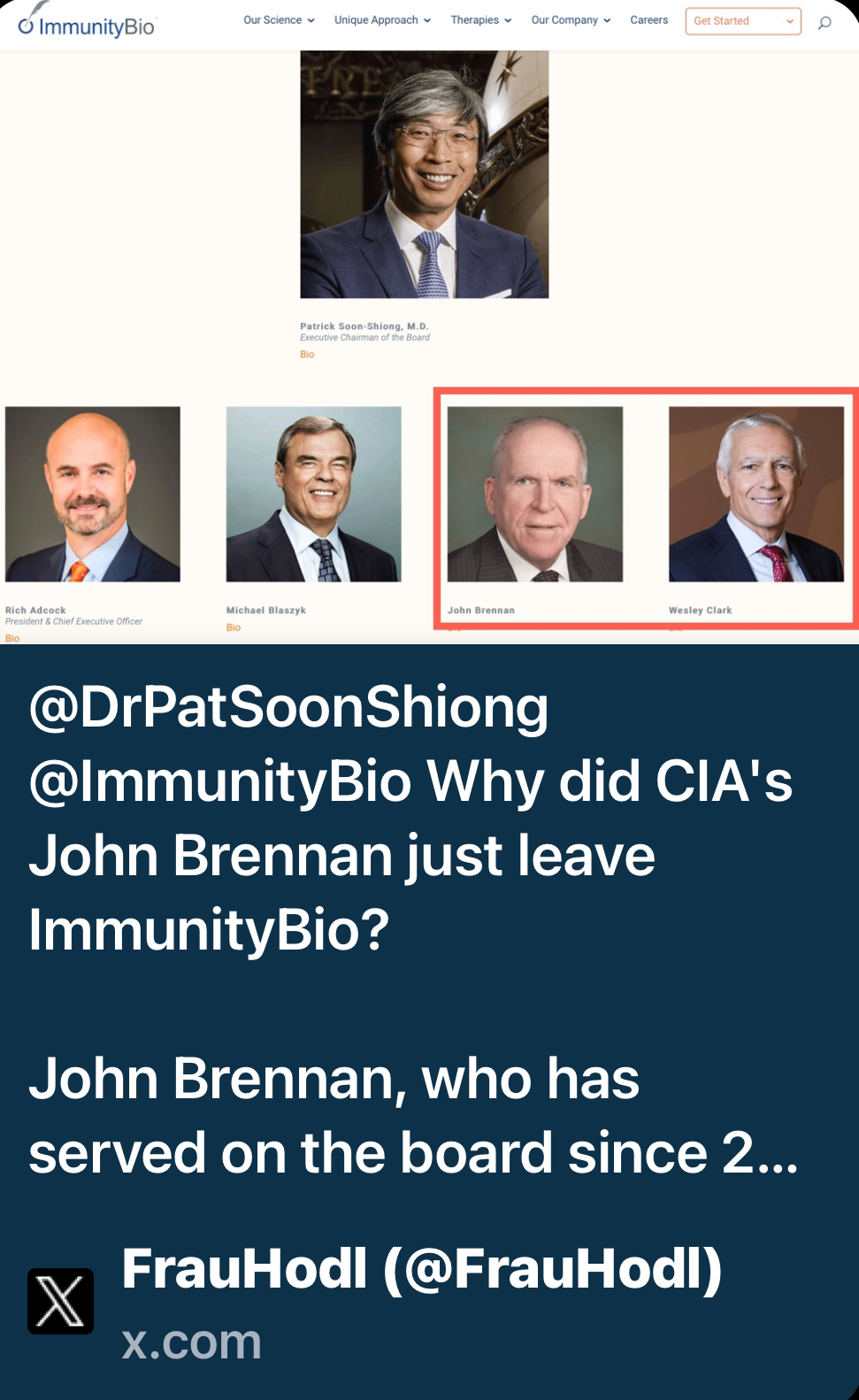 CIA-Sponsored Dr. Soon-Shiong Hides John Brennan from Immunity Bio