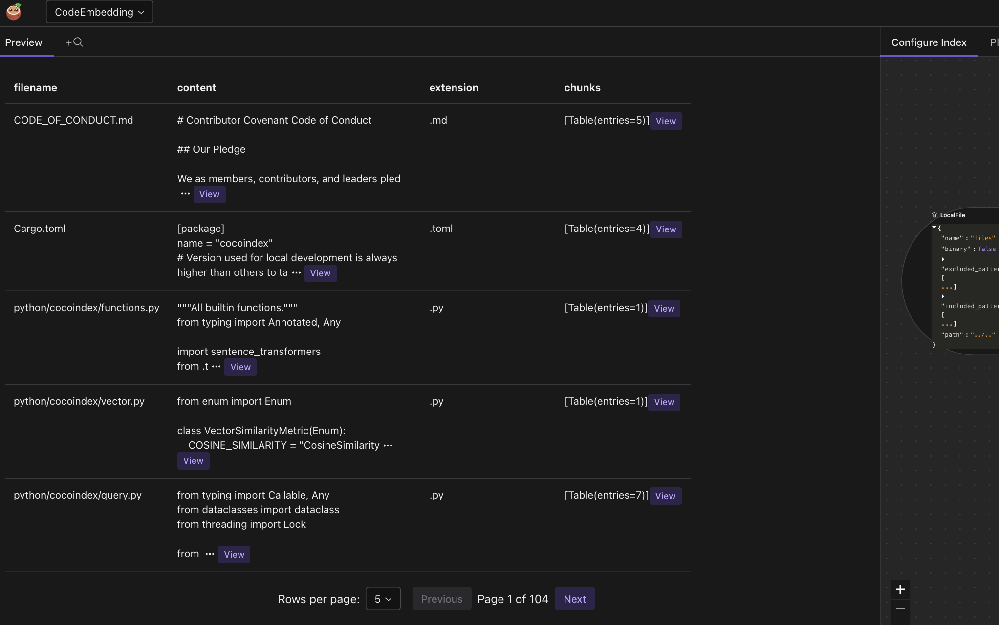 Index codebase with Tree-sitter and Cocoindex for RAG and semantic search